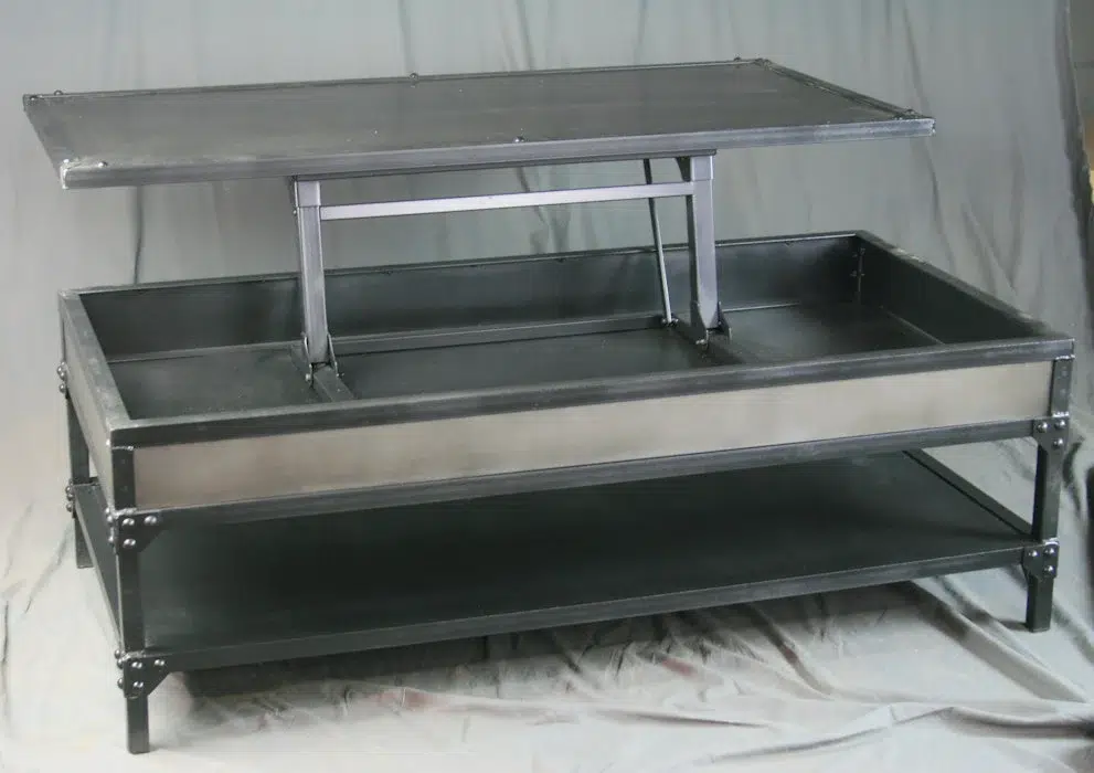 table basse relevable métal acier
